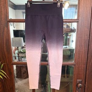 Zyia Active Womens Seamless Ombre High Rise Leggings Charcoal White Size L